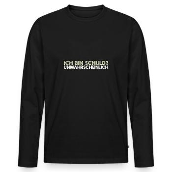 Ich Bin Schuld? Unwahrscheinlich - Männer Premium Bio Langarmshirt - Schwarz - Vorne - Nico (187cm)