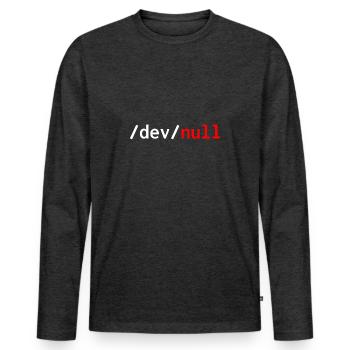 Dev null red web developer humor funny - Men's Premium Organic Long Sleeve Shirt - heather anthracite - Front - Nico (187cm)
