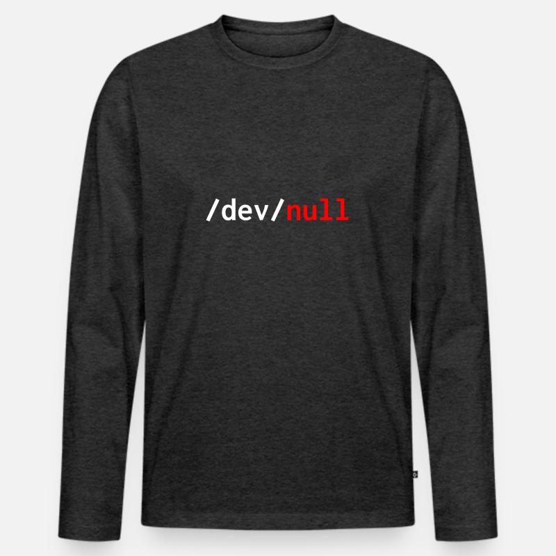 Dev null red web developer humor funny Men's Premium Organic Long Sleeve Shirt