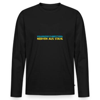 Krankenschwestern: Nerven Aus Stahl - Männer Premium Bio Langarmshirt - Schwarz - Vorne - Nico (187cm)