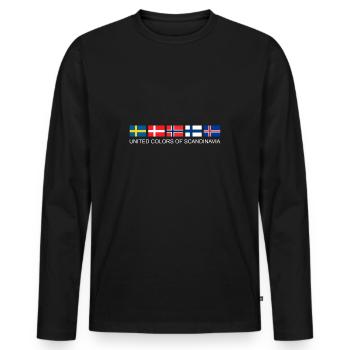COULEURS UNIES DE SCANDINAVIE | Drapeaux de pays - T-shirt manches longues Premium bio Homme - noir - Devant - Nico (187cm)