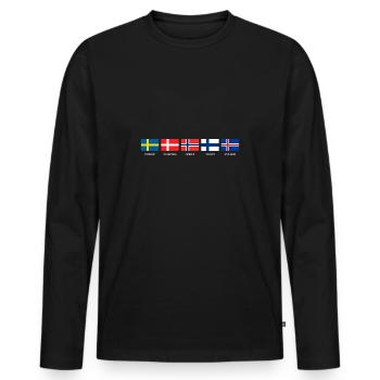 Skandinavien Flaggen Länder Namen Landessprache - Männer Premium Bio Langarmshirt - Schwarz - Vorne - Nico (187cm)