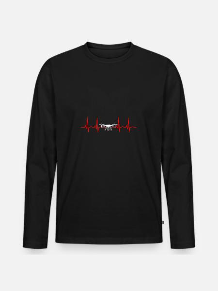 Heartbeat Drone Drones - T-shirt manches longues Premium bio Homme - noir