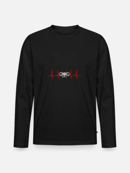 Heartbeat Drone Drones - Men's Premium Organic Long Sleeve Shirt - black
