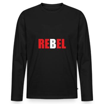 REBEL - Men's Premium Organic Long Sleeve Shirt - black - Front - Nico (187cm)