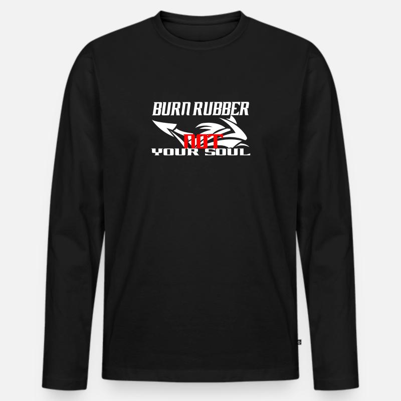 Motorrad Burn Rubber | Bstyled - Männer Premium Bio Langarmshirt - Schwarz