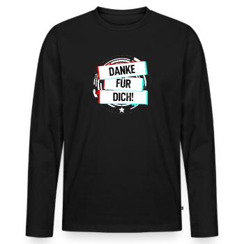 Danke Für Dich! - Danke, dass Du da bist. - Männer Premium Bio Langarmshirt - Schwarz - Vorne - Nico (187cm)
