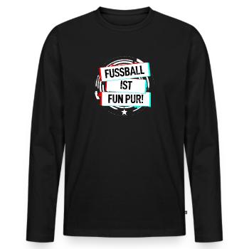 Fussball Ist Fun Pur - Männer Premium Bio Langarmshirt - Schwarz - Vorne - Nico (187cm)
