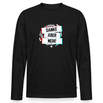 Danke Aber Nein! - Männer Premium Bio Langarmshirt - Schwarz - Vorne - Nico (187cm)