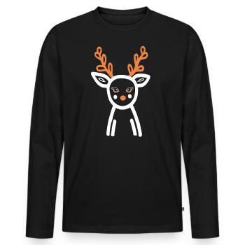 Mein Lieber , Natur, Kunst , Reh, Hirsch - Männer Premium Bio Langarmshirt - Schwarz - Vorne - Nico (187cm)