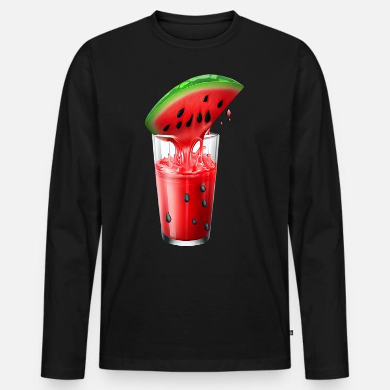 Saftige Wassermelone im Glas - Männer Premium Bio Langarmshirt - Schwarz