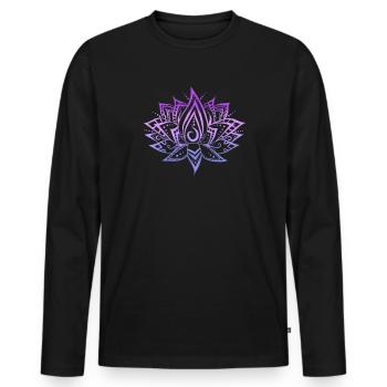lotus couleurs violet - T-shirt manches longues Premium bio Homme - noir - Devant - Nico (187cm)