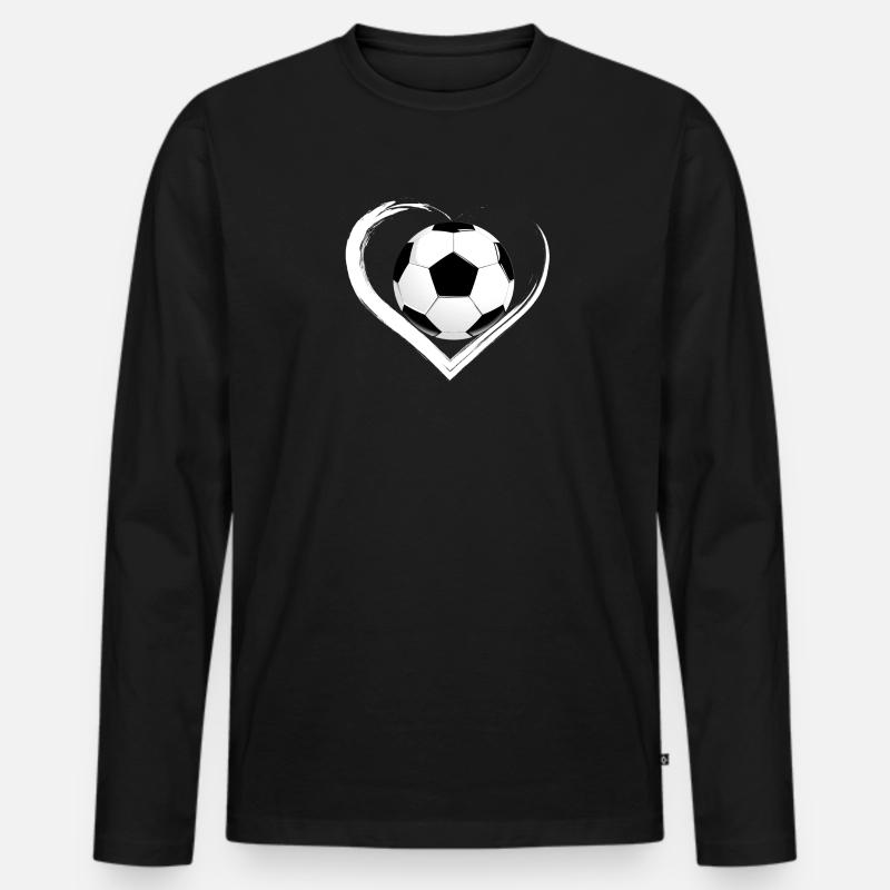 Fußball mit Herz - Männer Premium Bio Langarmshirt - Schwarz
