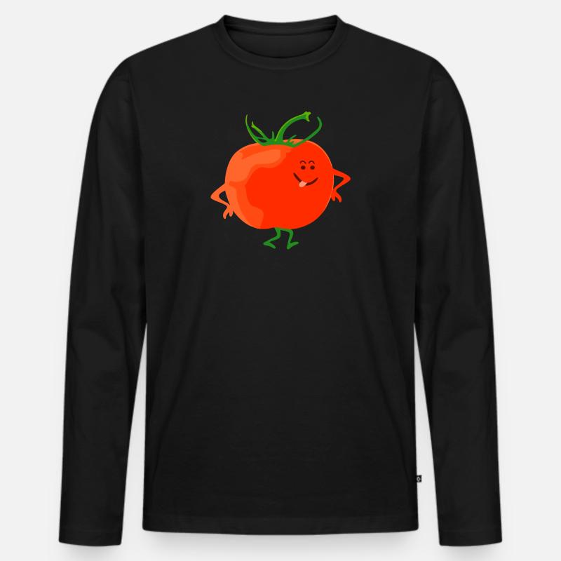 Tomate - Männer Premium Bio Langarmshirt - Schwarz