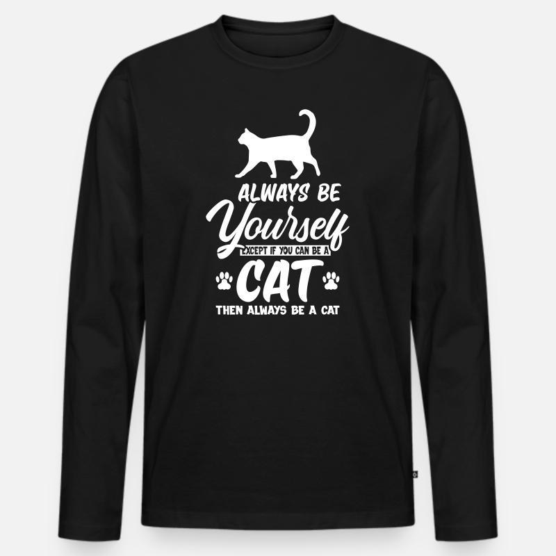 Is a Cat - Männer Premium Bio Langarmshirt - Schwarz