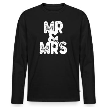 Er und Sie | Herr und Frau | Mr und Mrs - Männer Premium Bio Langarmshirt - Schwarz - Vorne - Nico (187cm)