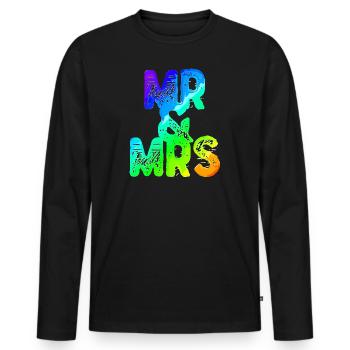 Er und Sie | Herr und Frau | Mr und Mrs - Männer Premium Bio Langarmshirt - Schwarz - Vorne - Nico (187cm)
