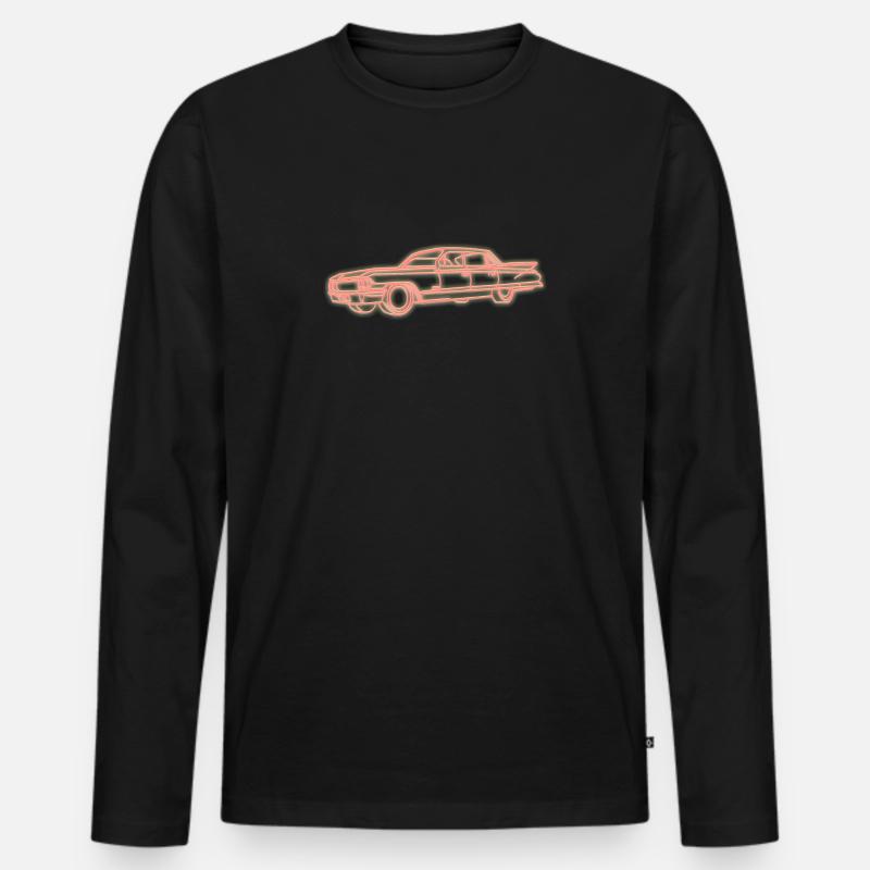 Neonlicht Oldtimer - Männer Premium Bio Langarmshirt - Schwarz