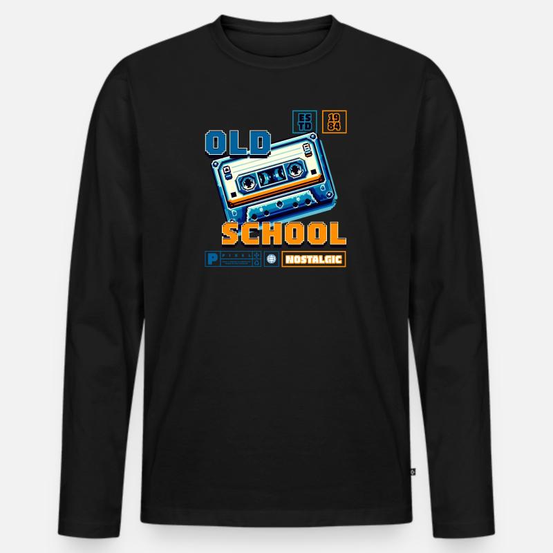 OldSchool - Männer Premium Bio Langarmshirt - Schwarz