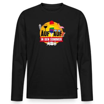Auf Auf in den Sommer - Männer Premium Bio Langarmshirt - Schwarz - Vorne - Nico (187cm)