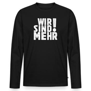 Wir sind mehr! - Einheit in Vielfalt - Männer Premium Bio Langarmshirt - Schwarz - Vorne - Nico (187cm)