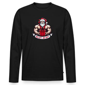 No lift no gift - Men's Premium Organic Long Sleeve Shirt - black - Front - Nico (187cm)