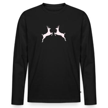Playing Deer Deer Couple Deer Deer Shirt - Men's Premium Organic Long Sleeve Shirt - black - Front - Nico (187cm)
