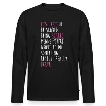 Boucle du cancer du sein - T-shirt manches longues Premium bio Homme - noir - Devant - Nico (187cm)