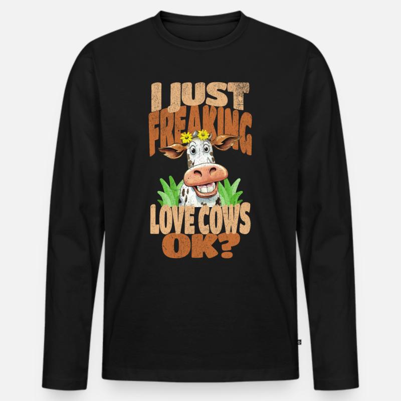 Kuh Kühe - Männer Premium Bio Langarmshirt - Schwarz