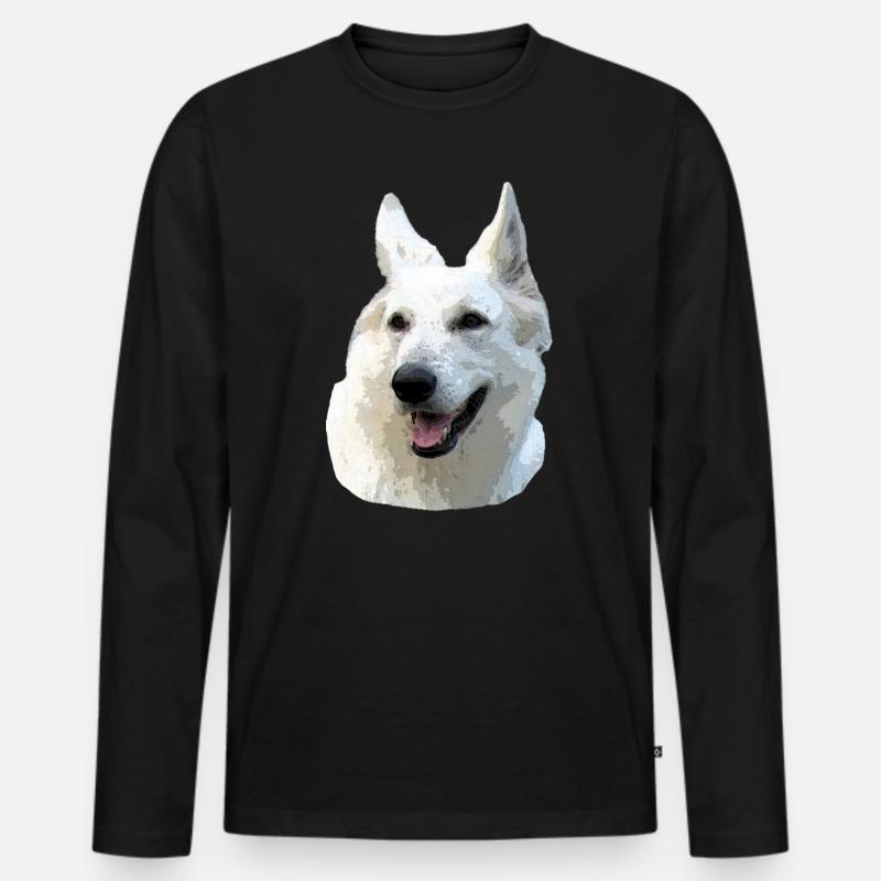 Weißer Schäferhund - Männer Premium Bio Langarmshirt - Schwarz