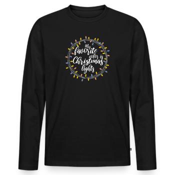 Lichterkranz ma couleur préférée est les lumières de Noël - T-shirt manches longues Premium bio Homme - noir - Devant - Nico (187cm)