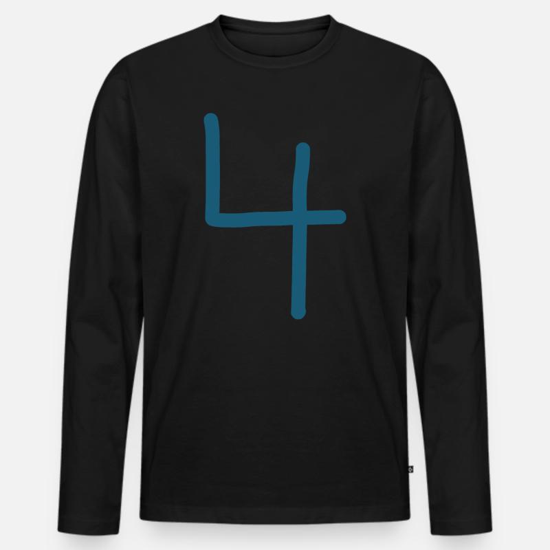 4 Nummer vier Zahl Geburtstag - Männer Premium Bio Langarmshirt - Schwarz
