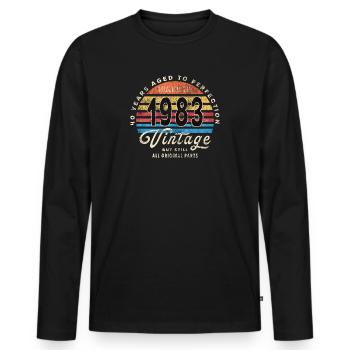 Made in 1983 - Men's Premium Organic Long Sleeve Shirt - black - Front - Nico (187cm)
