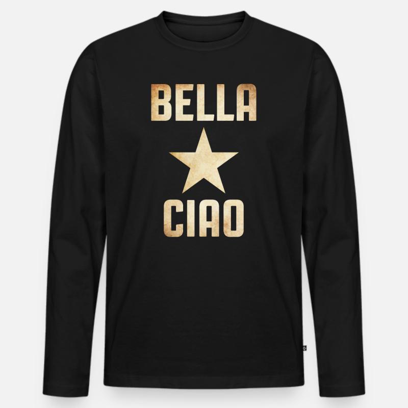 Partisanengesang - Männer Premium Bio Langarmshirt - Schwarz