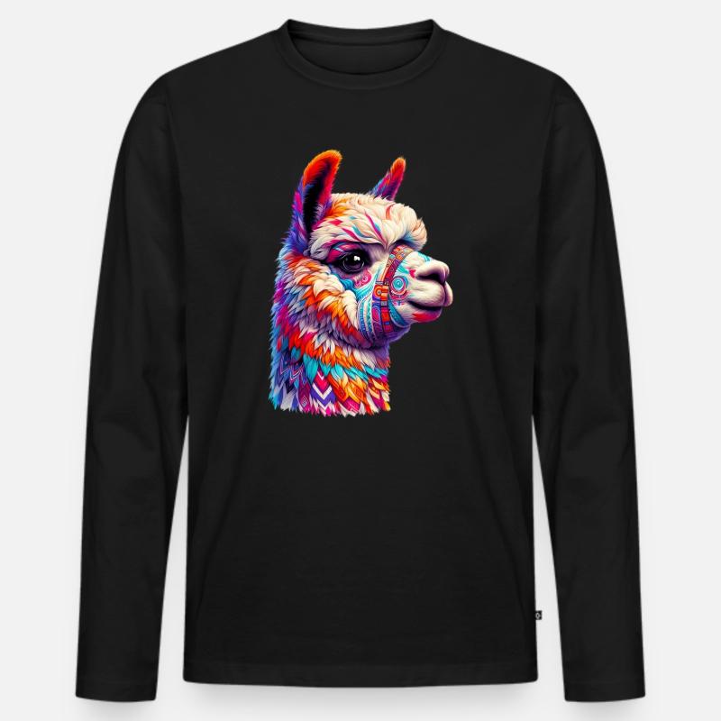 Alpaka - Männer Premium Bio Langarmshirt - Schwarz