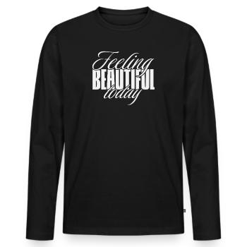 Feeling beautiful today - Männer Premium Bio Langarmshirt - Schwarz - Vorne - Nico (187cm)