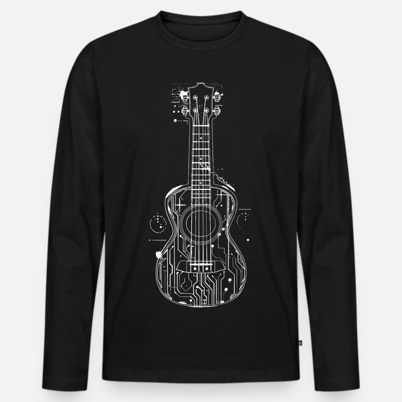 Ukulele Grafik - Männer Premium Bio Langarmshirt - Schwarz