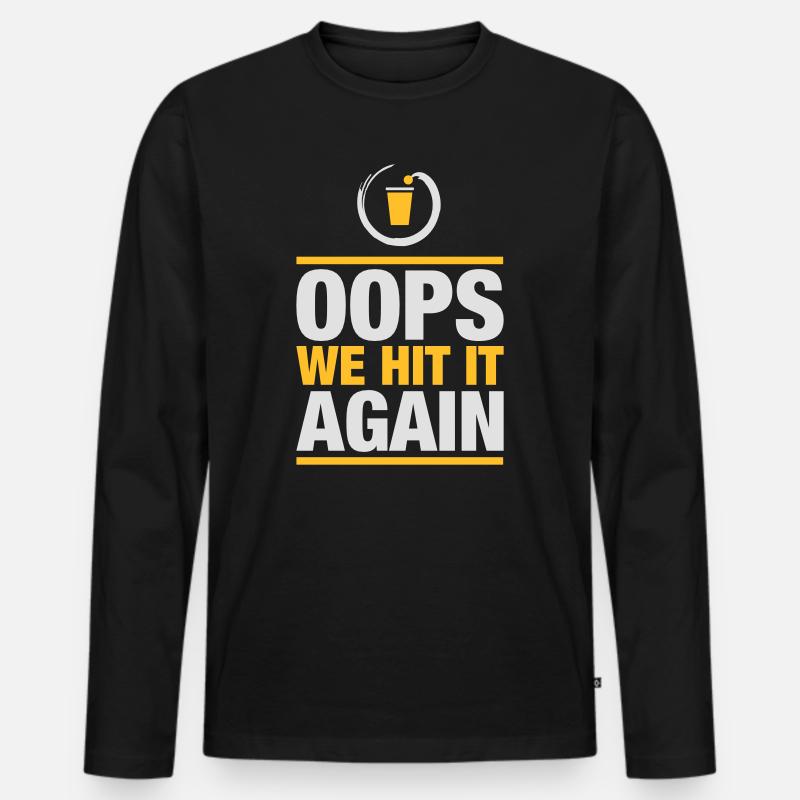 Bier Pong again - Männer Premium Bio Langarmshirt - Schwarz