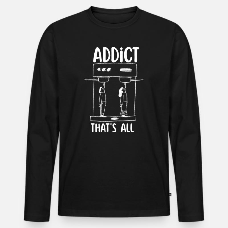 Kaffeesüchtig - Männer Premium Bio Langarmshirt - Schwarz