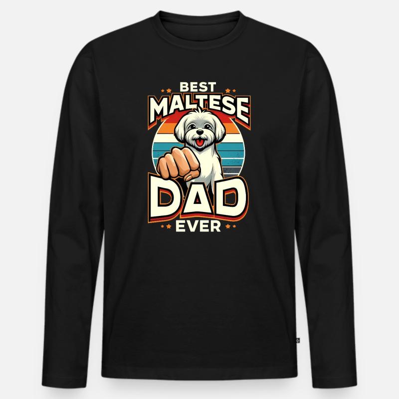 Bester maltesischer Vater aller Zeiten - Männer Premium Bio Langarmshirt - Schwarz