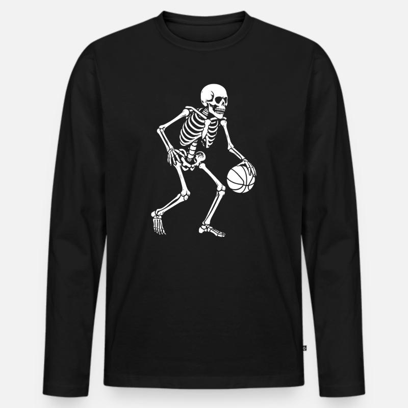 Skeleton Dribbler Basketball - Männer Premium Bio Langarmshirt - Schwarz