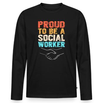 Travailleur social Pédagogue social Travailleur social - T-shirt manches longues Premium bio Homme - noir - Devant - Nico (187cm)