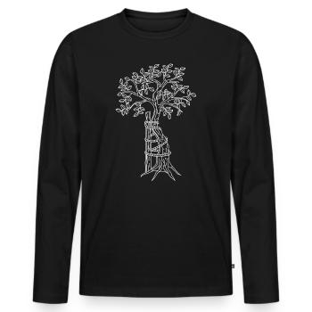 Bäumchen von Andry – weiß - Männer Premium Bio Langarmshirt - Schwarz - Vorne - Nico (187cm)