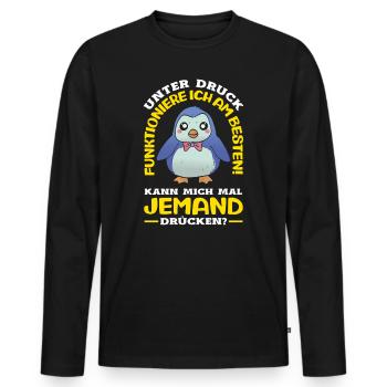 Unter Druck funktioniere ich am besten - Männer Premium Bio Langarmshirt - Schwarz - Vorne - Nico (187cm)
