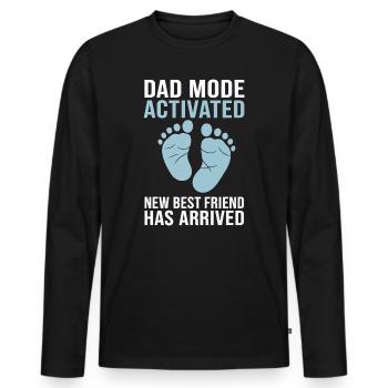 Le mode papa active l’arrivée de bébé - T-shirt manches longues Premium bio Homme - noir - Devant - Nico (187cm)
