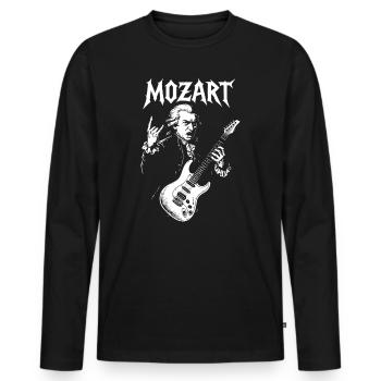 Mozart Rock Guitarist Tee - Men's Premium Organic Long Sleeve Shirt - black - Front - Nico (187cm)