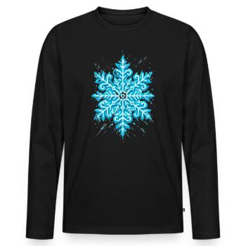 Schneeflocke | Berg | Skifahren | Snowboarden - Männer Premium Bio Langarmshirt - Schwarz - Vorne - Nico (187cm)