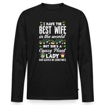 Cadeaux pour les jardins et les amoureux des plantes - T-shirt manches longues Premium bio Homme - noir - Devant - Nico (187cm)