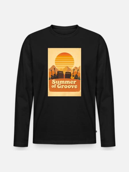 Groovy Seventies Sunset mit Festivalenergie - Männer Premium Bio Langarmshirt - Schwarz