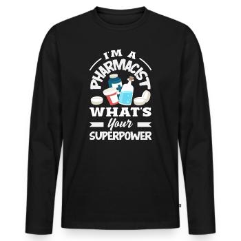 Apotheker Pharmazeutisch-technischer - Männer Premium Bio Langarmshirt - Schwarz - Vorne - Nico (187cm)